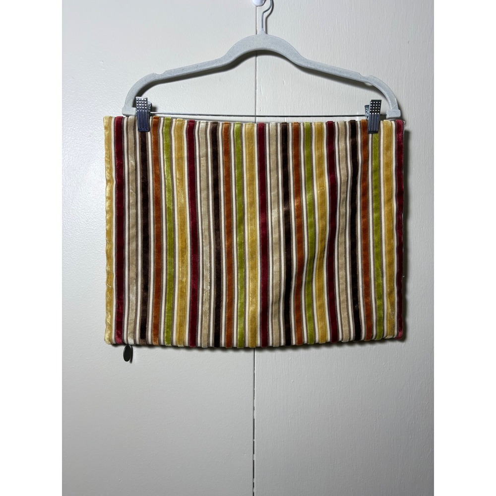 Pier 1 Imports Velvet Striped Pillow Cover 14x18 Boho Multi Color Burgundy Green